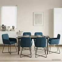 Valgomojo kėdės 6 pcs Aksomas Mėlyna 59 x 56,5 x 86 cm