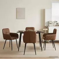 Valgomojo kėdės 4 pcs Dirbtinė suedė oda Ruda 59 x 56,5 x 85 cm