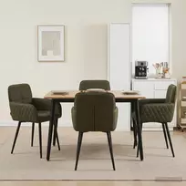 Valgomojo kėdės 4 pcs Dirbtinė suedė oda Armijos Žalia
