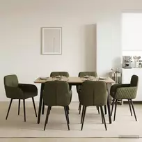 Valgomojo kėdės 6 pcs Dirbtinė suedė oda Armijos Žalia