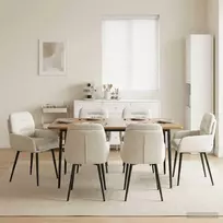 Valgomojo kėdės 6 pcs Aksomas Kreminė 59 x 59,5 x 90 cm