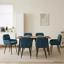 Valgomojo kėdės 6 pcs Aksomas Mėlyna 59 x 59,5 x 90 cm