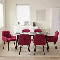 Valgomojo kėdės 6 pcs Aksomas Vyno raudona 59 x 59,5 x 90 cm