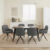 Sukamos valgomojo kėdės 6 pcs Dirbtinė oda Pilka