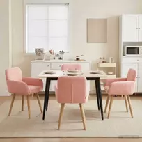 Valgomojo kėdės 4 pcs Bouclé Rožinė 59 x 57 x 85 cm