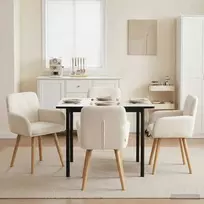 Valgomojo kėdės 4 pcs Bouclé Kreminė 59 x 57 x 85 cm