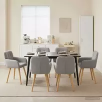 Valgomojo kėdės 6 pcs Bouclé Šviesiai pilka 59 x 57 x 85 cm