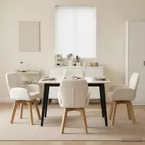 Sukamos valgomojo kėdės 4 pcs Bouclé Kreminė 54 x 58 x 87 cm
