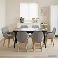 Sukamos valgomojo kėdės 6 pcs Bouclé Šviesiai pilka