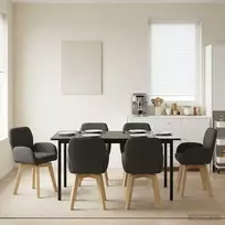 Sukamos valgomojo kėdės 6 pcs Bouclé Tamsiai pilka