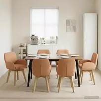 Sukamos valgomojo kėdės 6 pcs Bouclé Smėlio 54 x 58 x 87 cm