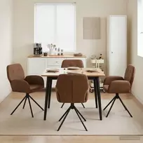 Sukamos valgomojo kėdės 4 pcs Dirbtinė suedė oda Ruda