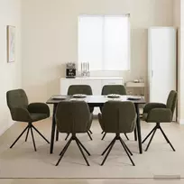 Sukamos valgomojo kėdės 6 pcs Dirbtinė suedė oda Armijos Žalia