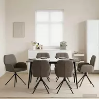 Sukamos valgomojo kėdės 6 pcs Dirbtinė suedė oda Tamsiai pilka