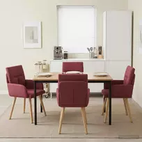 Valgomojo kėdės 4 pcs Audinys Vyno raudona 60 x 56 x 96 cm