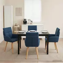 Valgomojo kėdės 4 pcs Audinys Mėlyna 60 x 56 x 96 cm