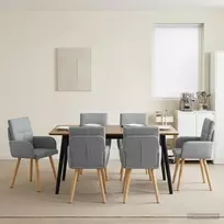 Valgomojo kėdės 6 pcs Audinys Šviesiai pilka 60 x 56 x 96 cm