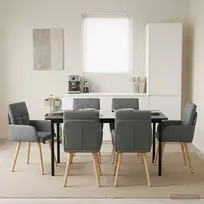 Valgomojo kėdės 6 pcs Audinys Tamsiai pilka 60 x 56 x 96 cm