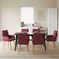 Valgomojo kėdės 6 pcs Audinys Vyno raudona 60 x 56 x 96 cm