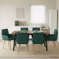 Valgomojo kėdės 6 pcs Audinys Tamsiai žalia 60 x 56 x 96 cm