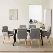Valgomojo kėdės 6 pcs Audinys Taupe 60 x 56 x 96 cm