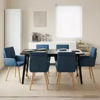 Valgomojo kėdės 6 pcs Audinys Mėlyna 60 x 56 x 96 cm