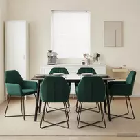 Valgomojo kėdės 4 pcs Aksomas Tamsiai žalia 55 x 50 x 84 cm