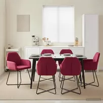 Valgomojo kėdės 4 pcs Aksomas Vyno raudona 55 x 50 x 84 cm