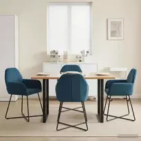 Valgomojo kėdės 4 pcs Aksomas Mėlyna 55 x 50 x 84 cm
