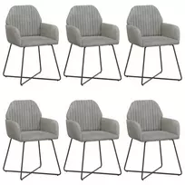 Valgomojo kėdės 6 pcs Aksomas Šviesiai pilka 55 x 50 x 84 cm