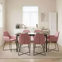 Valgomojo kėdės 6 pcs Aksomas Rožinė 55 x 50 x 84 cm