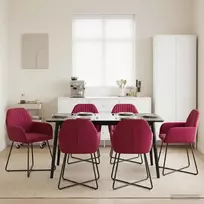Valgomojo kėdės 6 pcs Aksomas Vyno raudona 55 x 50 x 84 cm