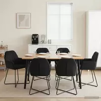 Valgomojo kėdės 6 pcs Aksomas Juoda 55 x 50 x 84 cm