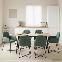 Valgomojo kėdės 6 pcs Aksomas Jūrinė žalia 55 x 50 x 84 cm