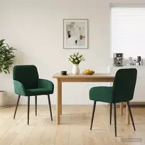 Valgomojo kėdės 2 pcs Aksomas Tamsiai žalia 57 x 50 x 85 cm