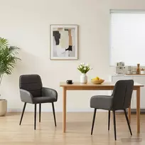Valgomojo kėdės 2 pcs Dirbtinė oda Juoda 57 x 50 x 85 cm