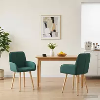 Valgomojo kėdės 2 pcs Audinys Tamsiai žalia 56,5 x 50 x 87,5 cm