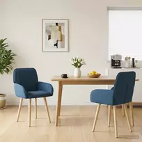 Valgomojo kėdės 2 pcs Audinys Mėlyna 56,5 x 50 x 87,5 cm
