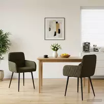 Valgomojo kėdės 2 pcs Dirbtinė suedė oda Armijos Žalia
