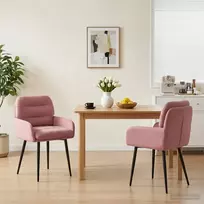 Valgomojo kėdės 2 pcs Aksomas Rožinė 59 x 59,5 x 90 cm