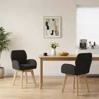 Sukamos valgomojo kėdės 2 pcs Bouclé Juoda 54 x 58 x 87 cm