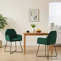 Valgomojo kėdės 2 pcs Aksomas Tamsiai žalia 55 x 50 x 84 cm