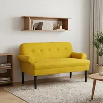 Minkštas kampas su mygtukų apmušalais Geltona 120 x 66 x 78 cm
