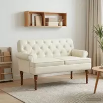 Minkštas kampas su mygtukų apmušalais Kreminė 120 x 65 x 77 cm