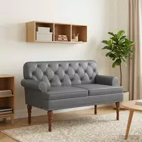 Minkštas kampas su mygtukų apmušalais Pilka 120 x 65 x 77 cm