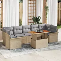 Sodo Sofų Rinkinys 8 pcs smėlio ir šviesiai pilkos spalvos