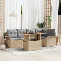Sodo Sofų Rinkinys 6 pcs smėlio ir šviesiai pilkos spalvos