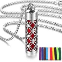 Vertical Hollow Stainless Steel Bar Ambient, Perfume Oil Diffuser,Medallion,Jewelry, Pendant,Necklace for Women,Men and Teenager