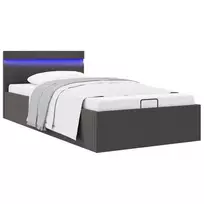 Lovos rėmas su LED ir hidrauline daiktadėže, pilkas, 90x200cm
