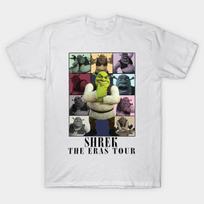 Men Black Print T-shirt Shrek The Eras Tour Funny Swamped Shrek Vintage Cartoon No-Cut Transfer Paper Print Cotton Tshirt M balta